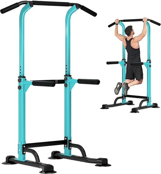 DlandHome Power Tower Pull Up Dip Station Multi-Function Fitness Equipment for Strength Training Adjustable Height Dip Stand for Home Gym