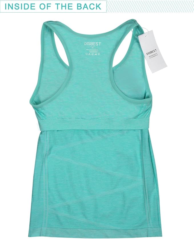 Disbest Yoga Tank Top, Women's Performance Stretchy Quick Dry Sports Workout Running Top Vest with Removable Pads