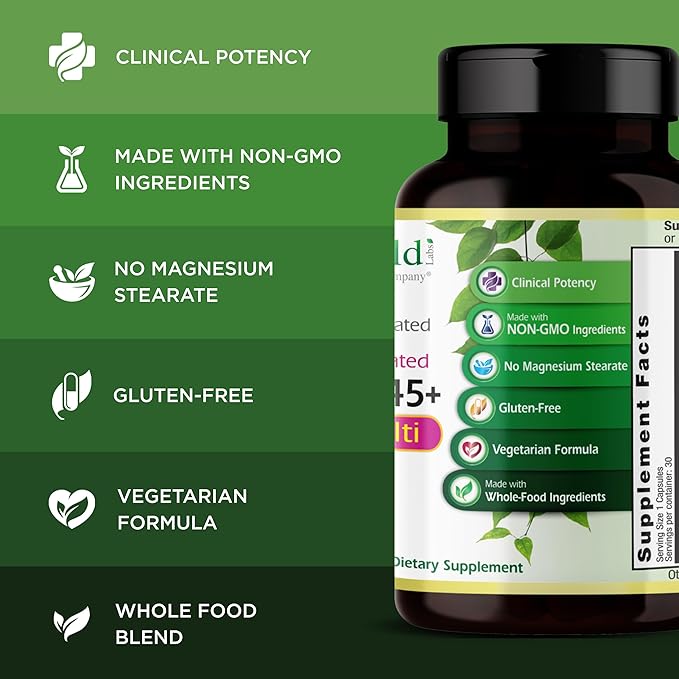 EMERALD LABS Women's 45+ 1-Daily Multi - Complete Multivitamin for Comprehensive Support, Bone & Heart Health* - Designed for Women 45+ - Gluten-Free & Vegetarian - 30 Vegetable Capsules