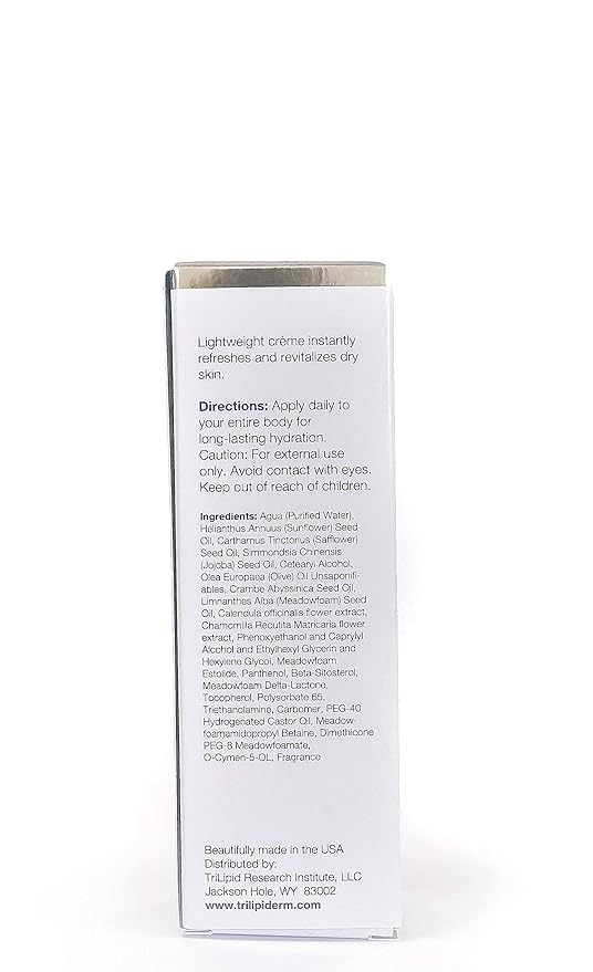 Trilipiderm All-Body Moisture Retention Crème – Plant-Based All-Day Lightweight Hydration for Body and Face, Meadowfoam, Lipid Replacement, Travel-Size TSA-Approved 3 Ounce Tube