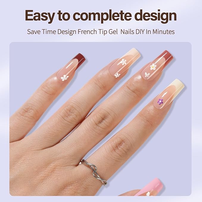 Misssix XBASICTIPS French Gel Nail Tips, 150Pcs Soft Gel French Tip Press on Nails Long Square, No Need to File False Nail, Soak Off Pre-Shaped Fake Nails for Nail Art DIY 15 Sizes