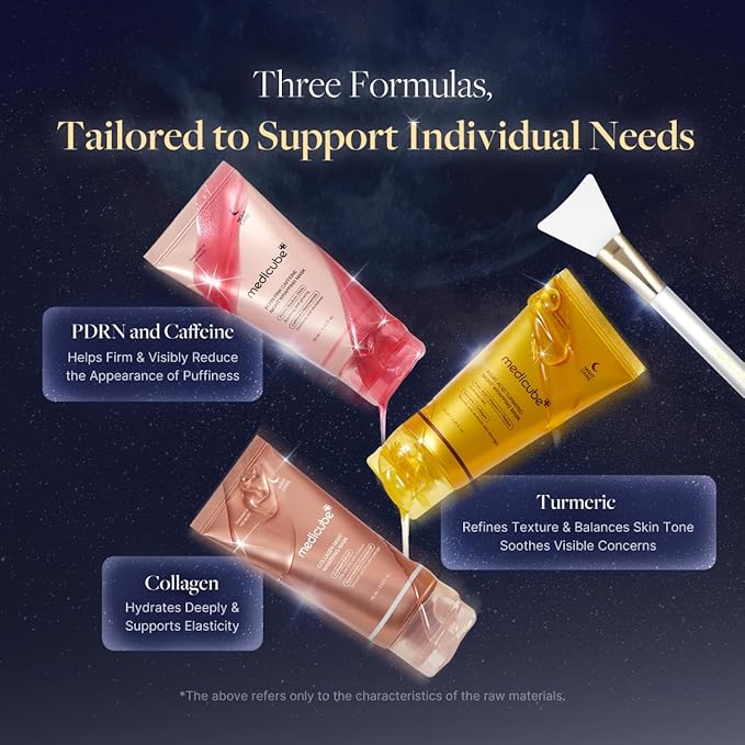 medicube Overnight Glow-Up Trio | Amazon Exclusive Holiday Overnight Wrapping Peel Off Mask | Collagen, Turmeric & PDRN | Perfect for Holiday Gifting & Self-Care | Korean Skincare for Women & Men