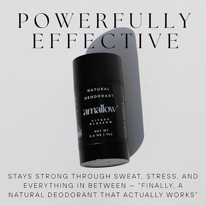 Amallow - Natural Deodorant – Aluminum Salt-Free, Tallow-Based, Baking Soda-Free, with Magnesium & Zinc – Long-Lasting Odor Protection – Handcrafted in the USA – 2.6 oz (Citrus Blossom)