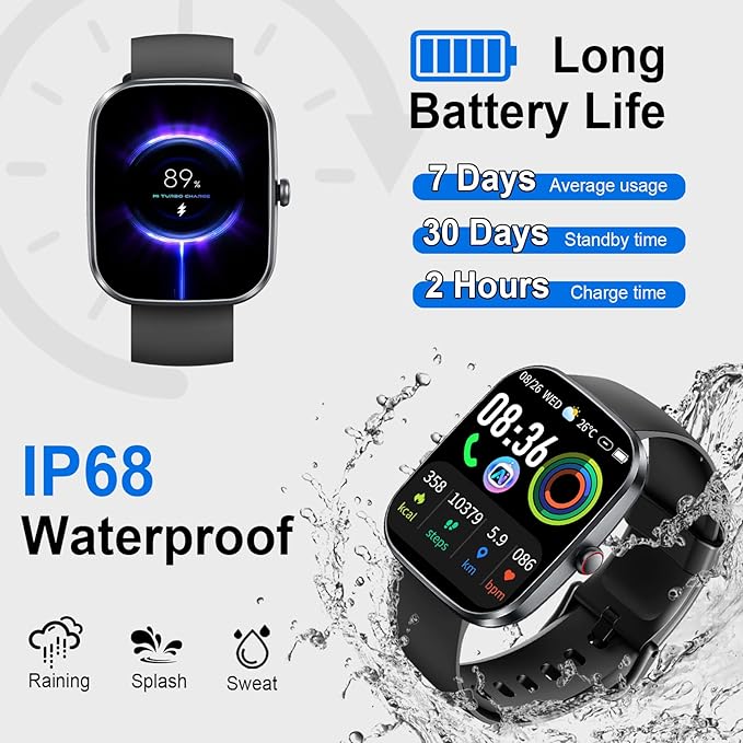 AI Smart Watch with ChatGPT, 1.91" Bluetooth Calling Smartwatch for Men Women, 110+ Fitness Modes Activity Tracker, Heart Rate/Sleep/Calorie Monitor, IP68 Waterproof Step Counter for Android iOS