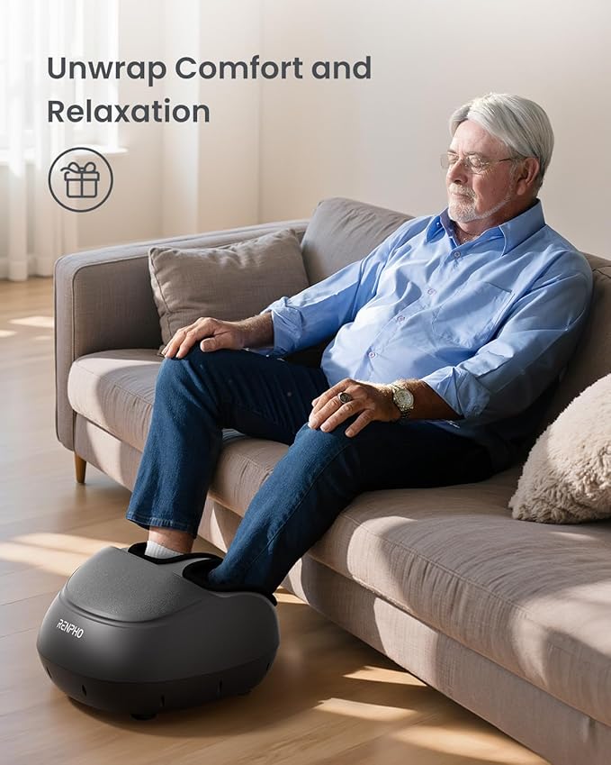RENPHO Foot Massager Machine [2025 Upgraded], Shiatsu Foot Massager with Heat, Plantar Fasciitis Massager, True Feet Massage, Birthday Gifts for Women Mom Men Dad, Fits Up to Size 13