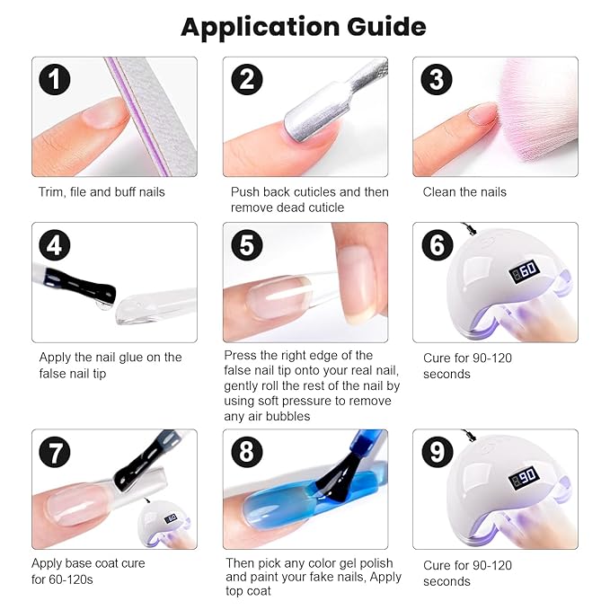 RARJSM Jelly Gel Nail Polish Set, Translucent Neon Nail Polish 6 Color Pink Green Blue Purple Yellow Orange Gel Nail Art 10 Sizes Long Fake Nails