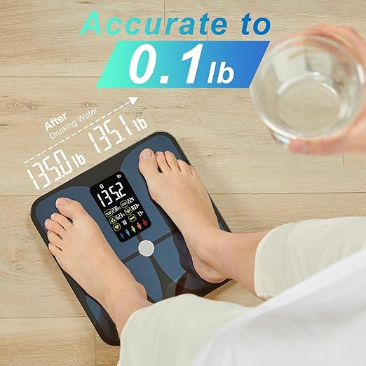 Lepulse Smart Scale for Body Weight, Digital Bathroom Weight Scale with BMI Muscle Mass 20 Body Composition Metrics, Large Display Body Fat Scales, Heart Rate, Accurate Bluetooth Weighing with App