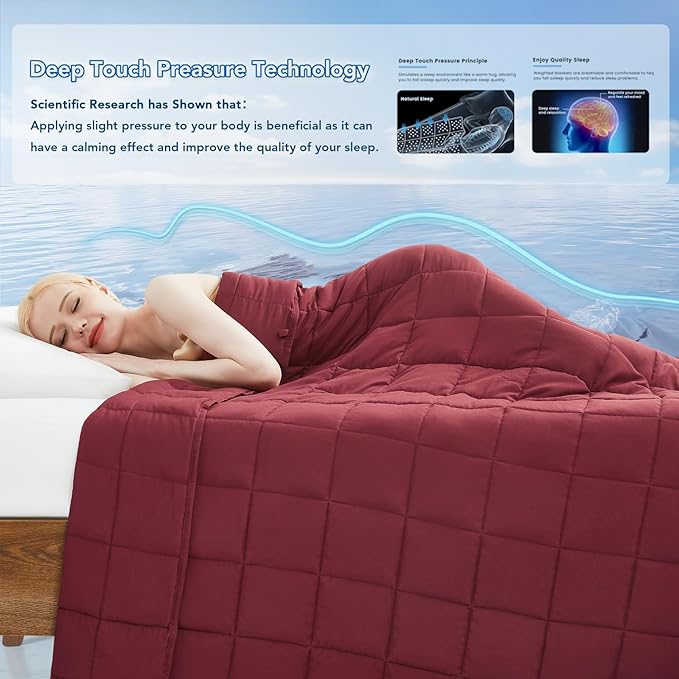 Topcee Weighted Blanket for Adults (15 lbs, 60" x 80") Queen Size Soft Cooling Heavy Blanket Sleeping, Apply to 130-160 lbs Body, Thick Breathable Blanket with Glass Bead, Easy Care