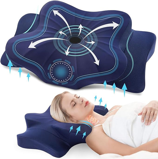 DONAMA Cervical Pillow for Neck and Shoulder,Contour Memory Foam Pillow,Ergonomic Neck Support Pillow for Side Back Stomach Sleepers with Pillowcase-King Size