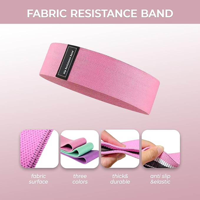 Resistance Band Set for Women, Loop Fabric Resistance Bands for Working Out, Figure 8 Resistance Band for Back, Flat Bands for Exercise for Physical Therapy, Strength Training