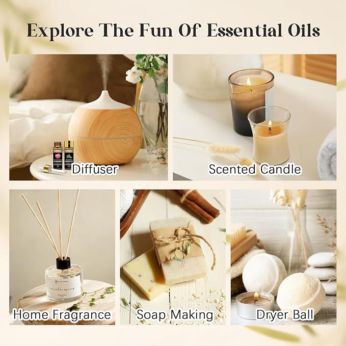 Essential Oils Set -120 Pcs Aromatherapy Essential Oil Kit for Diffuser, Humidifier, Massage, Skin Care, Candle Making - Fruity, Floral, Bakery, Mens, Woody & Herbal Essential Oil Set