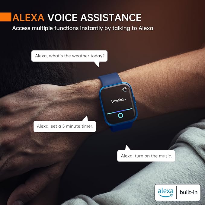 aeac Smart Watch Fitness Watch for Men Women, Alexa Built-in & Stable Bluetooth Call, with Heart Rate/SpO2/Sleep Monitor, 100 Sports, IP68 Waterproof Smartwatches for iOS Android