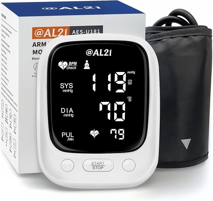 Blood Pressure Monitor for Home Use, Upper Arm Digital Accurate and Portable Blood Pressure Monitor with Large Cuff, Heart Rate Monitor, Clear LED Display, Memory Function for 2 Users