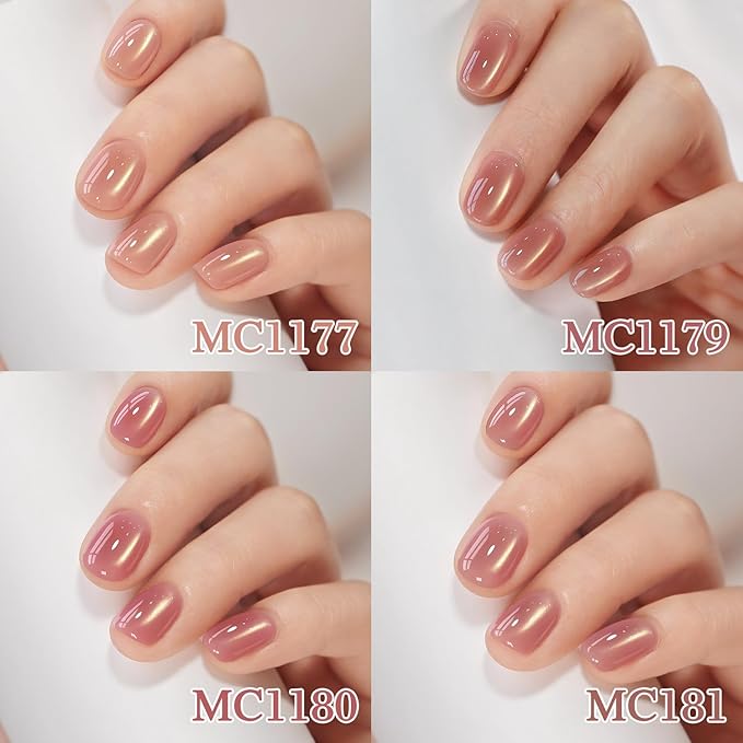 Double Rhythm 6 Colors Cat Eye Gel Polish Set Shimmer Glitter with Magnet Holographic Reflective Magnetic UV Nail Art Kit (6-Kit-51)