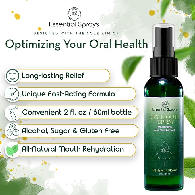 Dry Mouth Spray (2-Pack) - Moisturizing Aloe Vera Formula, Fresh Mint Flavor - Promotes Saliva Production & Soothes Dry Mouth - 2 fl. oz.