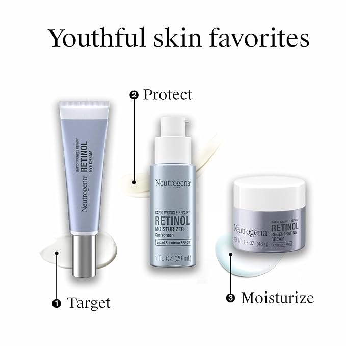 Neutrogena Retinol Face Moisturizer, Rapid Wrinkle Repair with SPF 30 Sunscreen, Daily Anti-Aging Face Cream with Retinol & Hyaluronic Acid to Fight Fine Lines, Wrinkles, & Dark Spots, 1 fl. Oz