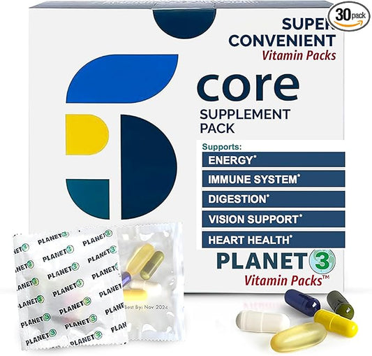 Daily Vitamin Packs for Men & Women – Immune Support with Elderberry, Vitamin C, Zinc & D3 – Multivitamin with Omega-3 for Heart Health, Probiotics, Methyl B12, Biotin, Lutein & Zeaxanthin – Planet 3