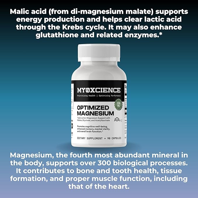 MYOXCIENCE Optimized Magnesium 3 Forms of Magnesium Glycinate, Taurate (as ATAmag®) and Malate to Support Stress Relief and Sleep