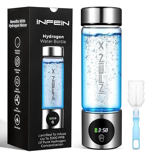 Hydrogen Water Bottle, 3000PPB Portable Hydrogen Water Ionizer Machine, Rechargeable Hydrogen Water Bottle Generator with SPE & PEM Tech, Hydrogen Water Cup for Gym Office Home Travel