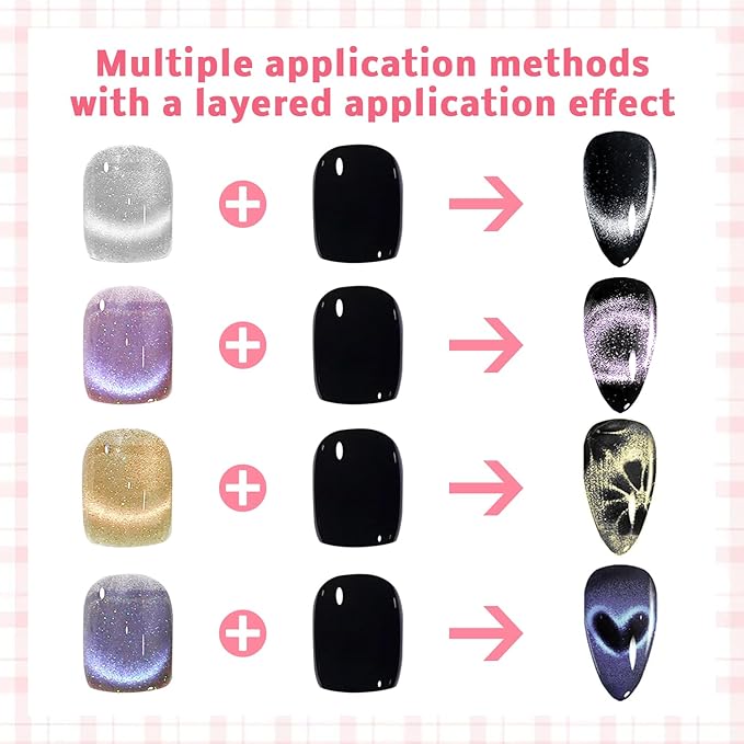 Gel Nail Polish Set, Cat Eye Gel Polish Kit, Holographic Magnetic Shimmer Glitter Trendy Gray Black Purple Yellow Nail Art, Manicure Salon DIY Gifts, Soak Off, UV/LED Cured (9 Colors I)