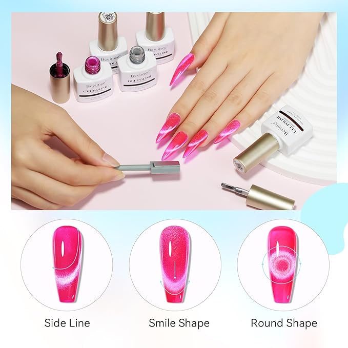 Neon Cat Eye Gel Nail Polish Set 10 Colors: Magnetic Cateye Gel Polish 9D Effect, Sparkle Glitter Bright Red Hot Pink Blue Nail Polish Long Lasting Soak Off Home Salon