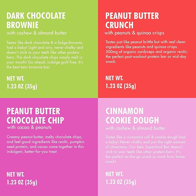 B.T.R. Nation Superfood Keto Protein Bar - Plant Based Vegan Protein | (12 Pack) Variety Pack | Low Carb Food, Low Calorie, Gluten Free, No Sugar Alcohols, Boosted with Superfoods