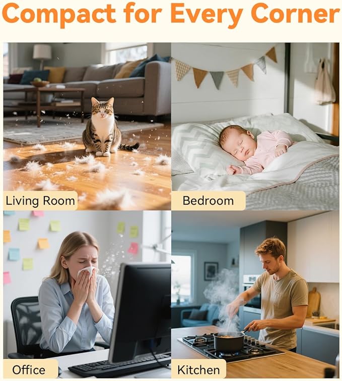 BeOkay Air Purifier Negative Oxygen Ion for Home HEPA Filter 5 Layers Filtration 3 Fan Modes Purifiers Ultra Quiet 20dB Sleep Mode 12 Color Lights 10 Brightness 3 Timers Adjustable for Bedroom Office