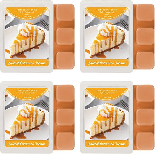 SCENTORINI Wax Melts, Fall Scented Wax Melts, 4 Pack, Salted Caramel Cream, Soy Wax for Candle Making, Wax Warmer