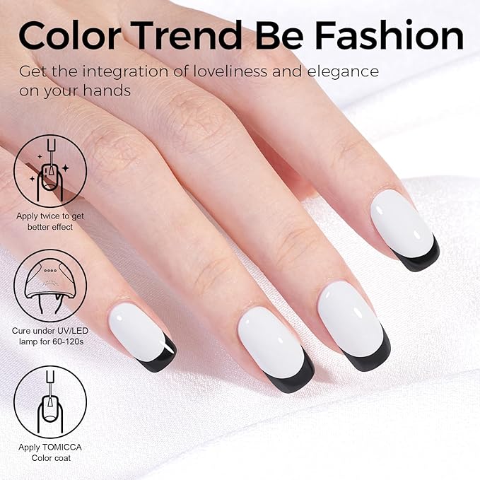 TOMICCA White Gel Nail Polish, 15ml for French Tip Manicure and Nail Art, Soak Off UV Polish