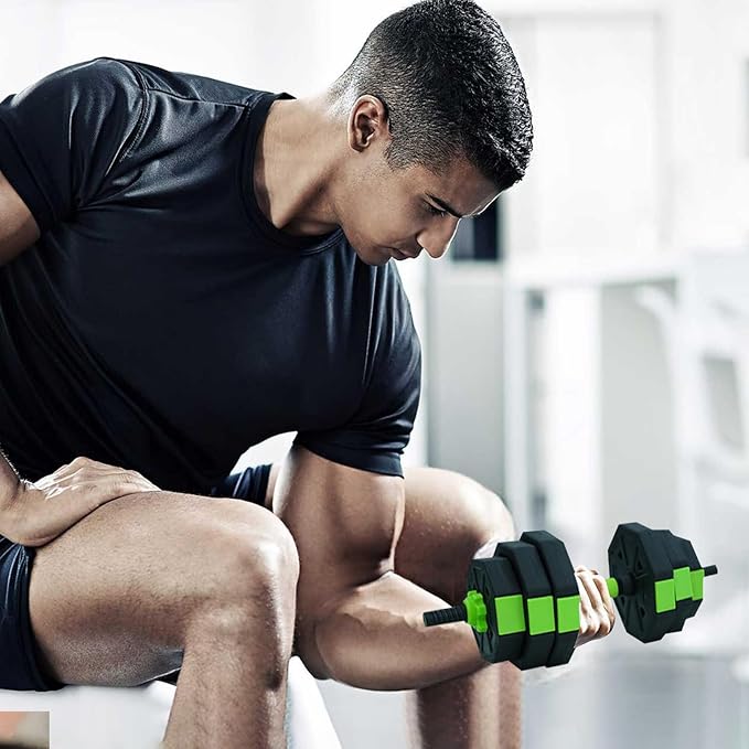 Adjustable Dumbbell Set, 30/44/66/88Lbs Free Weight Set with Connector, 4 In1 Dumbbells Set Used As Barbell, Kettlebells, Push Up Stand,Green and Black