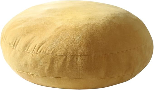 Round Throw Pillow 16x16 Down-like Polyester Filling Super Soft Cushion Ultra Fluffy Feather-like Touching Decor Circle Round Floor Pillow for Couch Bed, 1 Piece, Ginger Yellow