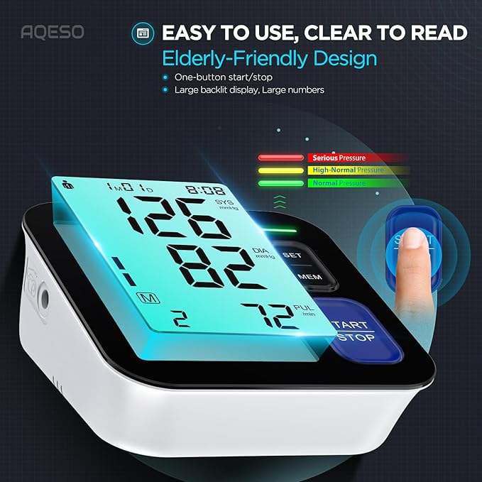 Upper Arm Blood Pressure Machine - 2 Size Cuffs, Medium/Large 9"-17" and Extra Large XL 13"-21" for Big Arms, Accurate Automatic Digital BP Machine for Home Use, Large Backlit Display, 2 Users