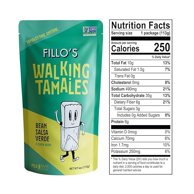 Fillo's Walking Tamales, Savory Variety Pack of 7, Ready-to-Eat Meals, Delicious, Gluten-Free, Preservative-Free, Vegan Friendly, Microwavable, Non-GMO (3 Salsa Verde, 2 Salsa Roja, 2 Habanero)