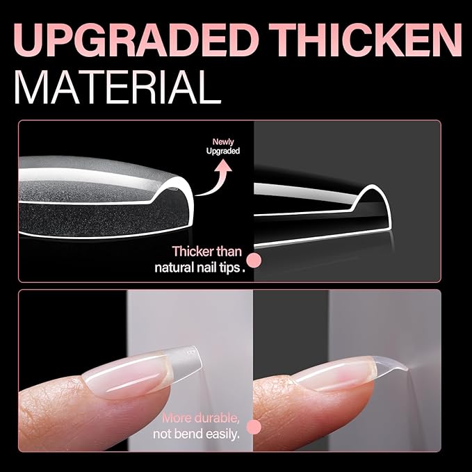 AILLSA Medium Coffin Nail Tips - Pre-shaped False Nail Tips Full Cover Matte Thickened Nails Tips, Fake Nails 240pcs 15 Sizes for DIY