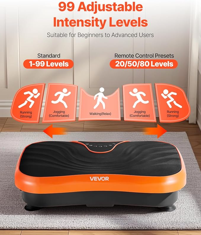 VEVOR Vibration Plate Exercise Machine, Whole Body Shaker for Lymphatic Drainage and Weight Loss, Home Workout Gym Fitness Equipment with 2 Resistance Bands, Vibrating Platform for Women Men