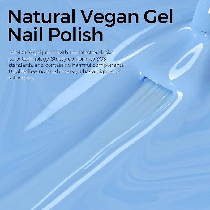 TOMICCA Blue Gel Polish - Sky Blue Macarons Nail Polish, Fast Dry, Soft Candy Pastel Nail Art, French Manicure Salon DIY