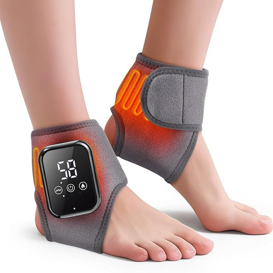 2PCS Cordless Ankle Massager for Pain Relief, Heating Pad for Ankle and Foot with 2000mAh Rechargeable, 2pcs Gray