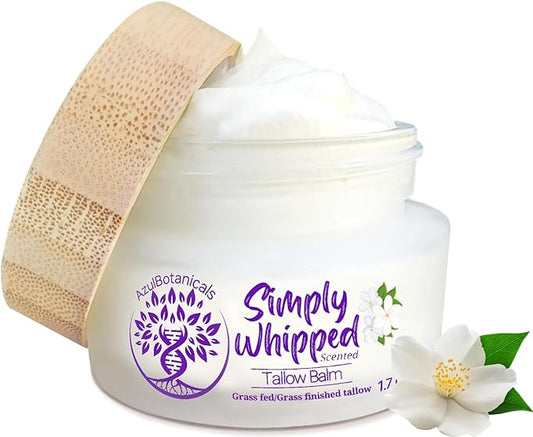 Simply Whipped Tallow Balm, Only 3 Ingredients, Grassfed/finished Tallow, Manuka Honey, and Jasmin Scent (Essential Oil) 50g (1.7 oz)