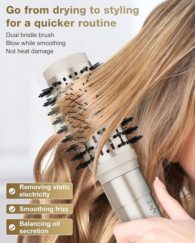 7MAGIC 6 in 1 Multi Hair Styler Dryer Brush, 110,000 RPM High-Speed, Negative Ionic, Fast Drying for Professional Blow Dry, Curling, Volumizing, Straightening and Styling, Gold