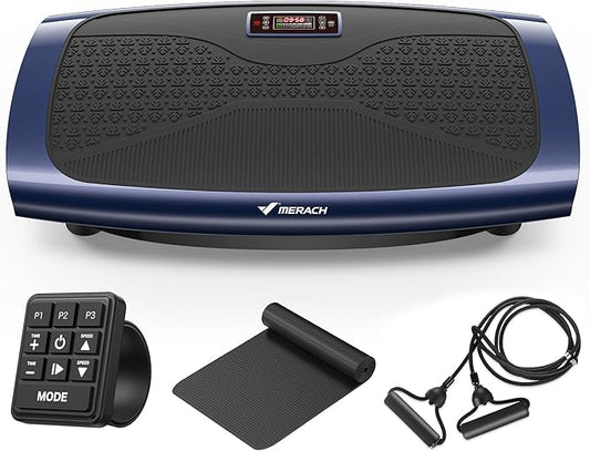 MERACH Vibration Plate Exercise Machine, 3D & 4D Vibration Plate for Lymphatic Drainage Weight Loss with 2 Tension Ropes, Whole Body Vibration Platform for Women Men, Exercise Equipment for Home