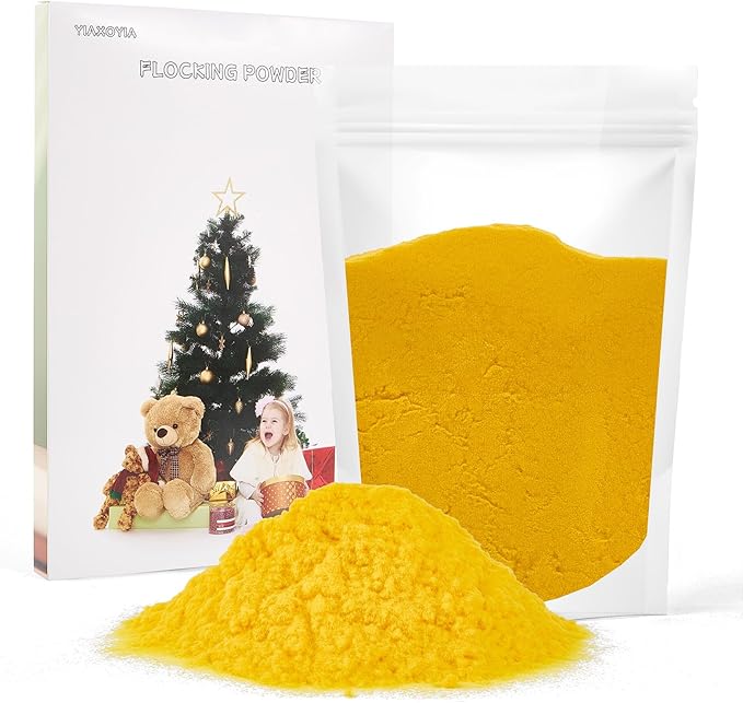 100g Flocking Powder, Velvet Fibers for Christmas Tree Crafts/Taba Squishy/Nails Art/Doll Decorations/DIY Scenery (Yellow)