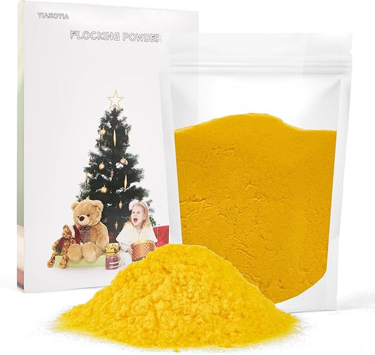 100g Flocking Powder, Velvet Fibers for Christmas Tree Crafts/Taba Squishy/Nails Art/Doll Decorations/DIY Scenery (Yellow)