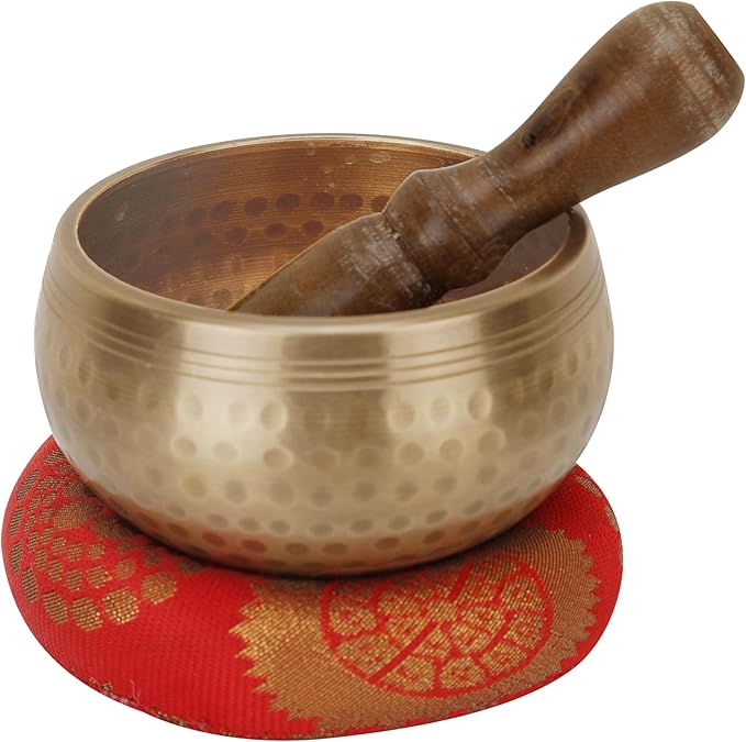 Tibetan Singing Bowls Set - Meditation Sound Bowl Stress Relief Tool and Spiritual Decor for Yoga Mindfulness, Healing & Chakra balancing Relaxation by Himalayan (3.2″ Original)