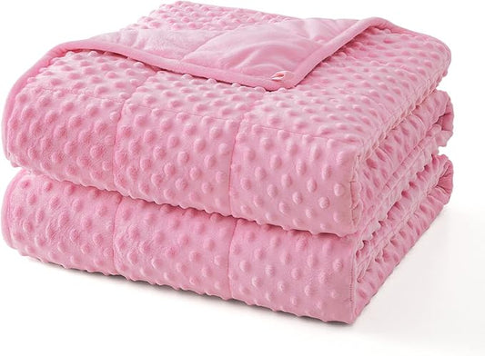 Topcee Weighted Blanket King Size (20lbs 80"x87"), Minky Dots Heavy Blanket for Woman, Man Sleeping, Soft, Cozy and Cooling Weighted Throw Blankets, Machine Washable, Pink