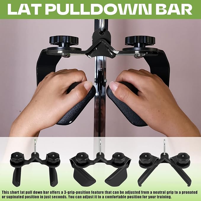 KORIKAHM Adjustable Lat Pull down Bar, Cable Machine Attachments for Gym, Home Gym Fitness T-bar Row Pulldown Attachments, Lat Pull Down Machine Wide Grip Neutral Grip Handle