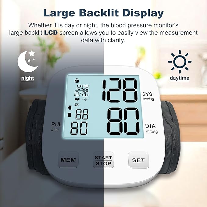Blood Pressure Monitor-HOLFENRY Blood Pressure Monitors for Home use, Accurate Upper Arm Automatic Digital BP Machine with 9-17inches Blood Pressure Cuff and AAA Batteries