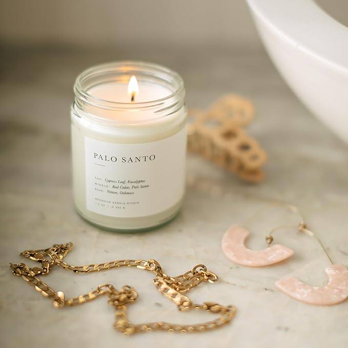 Brooklyn Candle Studio Palo Santo Classic 2 Wick Candle - Luxury Scented Candle, Vegan Soy Wax, Hand Poured in The USA, 70 Hour Slow Burn Time - 13oz