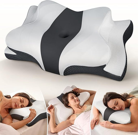 Cozyplayer True Cooling Cervical Neck Pillow for Pain Relief, Ergonomic Side Sleeper Pillow for Neck Support, Odorless Orthopedic Contour Memory Foam Pillows, Bed Pillow for Back Stomach Sleeper