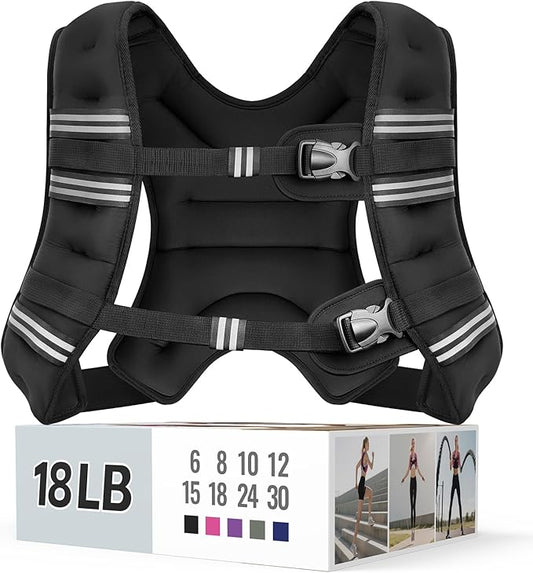 Weighted Vest for Women & Men with Reflective Stripe and Adjustable Buckle, Comfortable & Durable Rucking Vest for Walking, Running & Strength Training