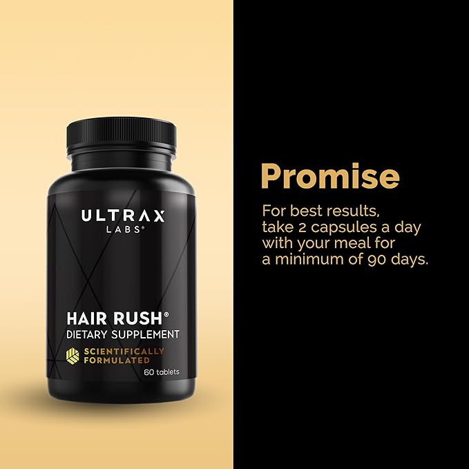 Hair Rush | Maxx Hair Growth & Anti Hair Loss Nutrient Solubilized Keratin Vitamin Supplement, 60 Tablets.